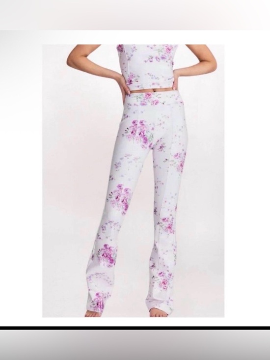 LoveShackFancy Pants - NEW LOVESHACKFANCY reed floral flare leggings in magenta glow- Sz XXS